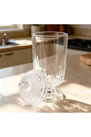 Chacha Home Cam Kapaklı Ayaklı Drajellik & Şekerlik 780 Ml - 24 Cm Şeffaf