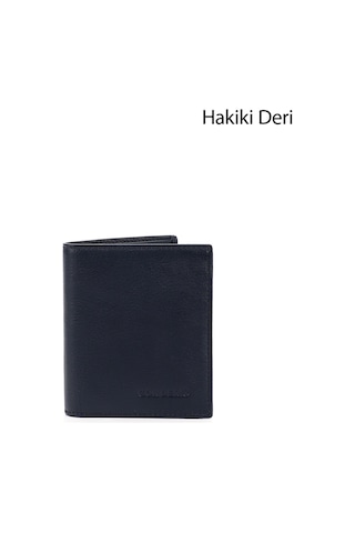 Gönderir Lacivert Hakiki Deri Dikey Cüzdan Lacivert