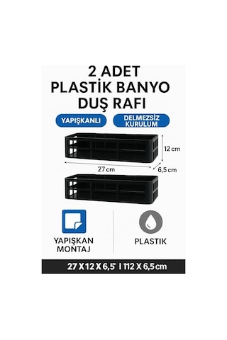 Yapışkanlı Duş Rafı 2 Adet Paslanmaz Banyo Şampuanlık Organizer Delmeden Montaj Geniş Kapasiteli Duş Or Çok Renkli