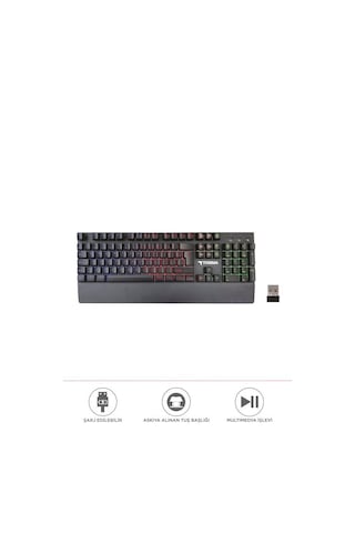 Torima TK-10 Kablosuz Mekanik Hisli Şarj Edilebilir RGB Işıklı Wireless Gaming Klavye