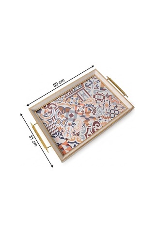1024 Krem Tepsi 50x31x4 Cm Çok Renkli