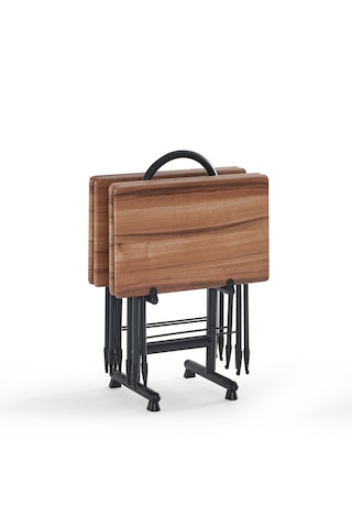 Yonca 4'lü Açık Kahverengi Çanta Sehpa