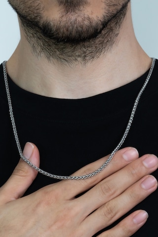 Ince Yuvarlak Erkek Çelik Kolye Zincir 2 Mm 56 Cm Eck12 Beyaz