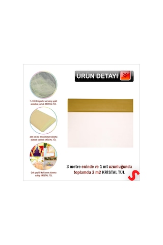 Süsleme Tülü Kristal Tül, 3 Mt En X 1 Mt Uzunluk - Altın 0-99