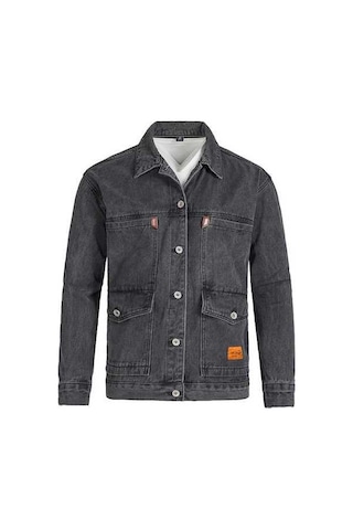 Yingfu Erkek Denim Ceket - Gri, Çok Cepli Tasarım Siyah