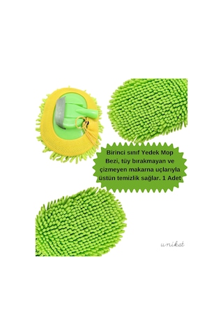 Teleskopik Mikrofiber Araç Yıkama Fırçası Yedek Mop Başlığı Sarı 1 Adet