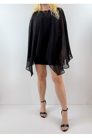 Modaonna Siyah Şifon Tunik Pelerin