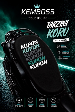 Siyah Kupon Desenli Motosiklet Sele Kılıfı