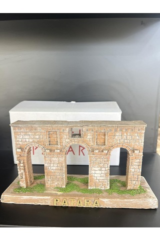 Patara Antik Kent El Yapımı Dekoratif Minyatür, Antik Taş Duvar Tasarımı, Yeşil Bitkili, Biblo Koleksiyon Parçası 06198084