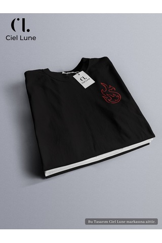 Nevermind Unisex Ateş Ve Su Baskılı Sevgili Çift Kombini Tasarım Oversize T Beyaz