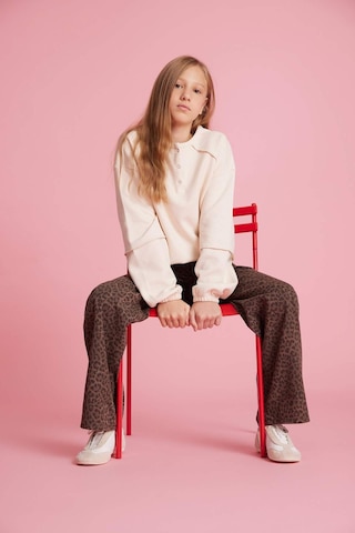 Defacto Kız Çocuk Oversize Geniş Kalıp Bisiklet Yaka Düğmeli Sweatshirt G1712a825auer140 Ekru-er140
