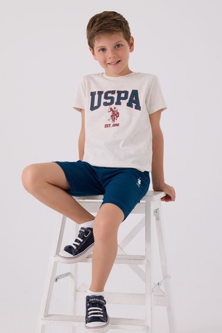 U.S. Polo Assn. Erkek Çocuk Krem Bermuda Takım Krem