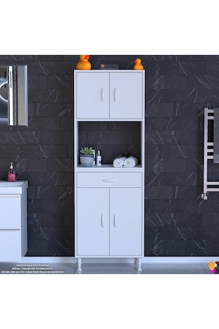 Eliusta Lora Beyaz Dolap 65 Cm Genişliği Ve 173 Cm Yüksekliği İle Dikey Depolama Ünitesi 65x173x32,5 Cm Beyaz