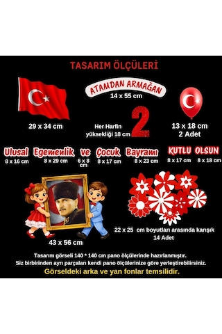 23 Nisan Çocuk Bayramı Parçalı Pano Süsü Model 01 Okul Ve Sınıf Panosu Figür Seti 7