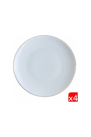 Tabak Evi Porselen Chic Altın Yaldızlı Servis Tabağı 24,50cm 4 Lü Çok Renkli