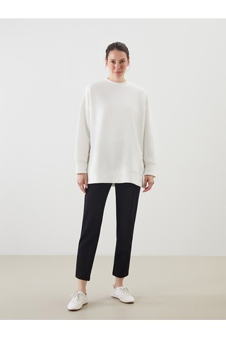 Lcwaıkıkı Classic Ekru Bisiklet Yaka Oversize Kadın Sweatshirt Tunik