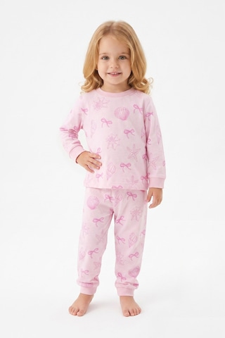 Modanıno %100 Pamuk Ve Baskılı Kız Çocuk Pijama Takımı 9-36 Ay 12741ıs Pembe