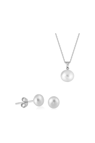 İnci Kolye Küpe Set Gümüş 10 Mm