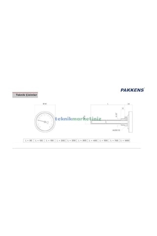 63 500 C Derece 25 Cm Dalma Boylu Fırın.taş Fırın Termometresi Pakkens