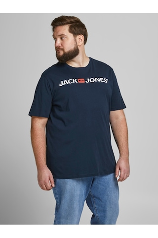 Jack & Jones Jack&Jones Sıfır Yaka Büyük Beden Lacivert Erkek T Shirt 12184987 001