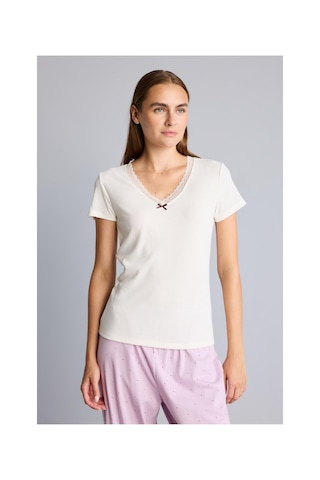 Defacto Regular Fit V Yaka Kısa Kollu Dantel Detaylı Üst Esnek Belli Alt Ribana Pijama Takımı I7414ax26aupr336 Mor-pr336