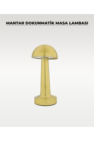 Gold Mantar Masa Lambası - Dokunmatik - 3 Renk Işık Gold