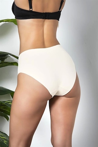 Fevien 3'lü Paket Dikişsiz, İz Yapmaz, Lazer Kesim, Yüksek Bel Slip Külot Ekru Brf21263 Ekru