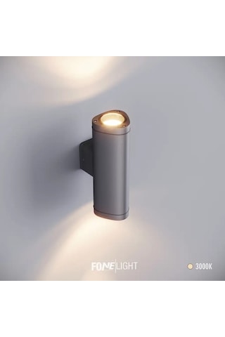 FoneLight Gala 24 cm Çift Yönlü LED Duvar Apliği Antrasit Alüminyum IP65 Dış Mekan Bahçe Aydınlatması 9W 3000K