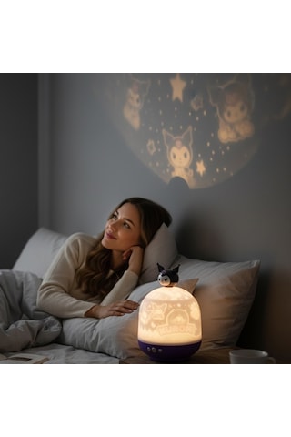 Kuromi Temalı Dönen Ve Renkli Star Master Projeksiyon Gece Lambası Beyaz