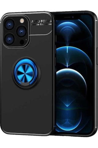 Apple Uyumlu iPhone 13 Pro Max Kılıf Zore Ravel Silikon Kapak Siyah-Mavi