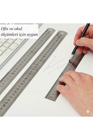 Çelik Cetvel 30cm Gri
