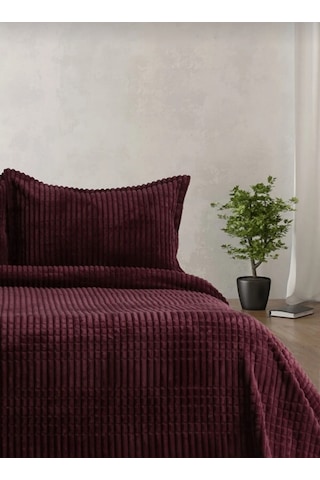 Merinos Çift Kişilik Battaniye Mor 3 Parça Set Modern Line