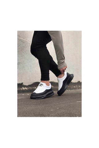 DMR Elegance Jy507 Alone Bağcıklı Cilt Erkek Günlük Sneaker Ayakkabı Cst Beyaz/siyah