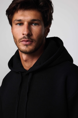 Tudors Unisex Oversize Geniş Kesim Pamuklu Yumuşak Dokulu İçi Polarlı Basic Siyah Kapüşonlu Sweatshirt-29703-siyah Siyah