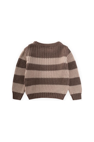 Selanik Çizgili Triko Kazak 2-8 Yaş Vizon Vizon