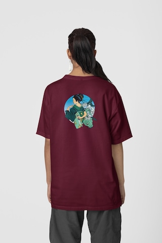 Geyşa Koi Ön-arka Baskılı %100 Pamuk Beyaz Kadın/erkek Unisex Rahat Kalıp Oversize T-shirt Bordo