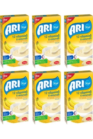 Arı 12 Vitaminli 6 Mineralli Sütlü Muzlu 6+ Ay Pirinç Unu 6 x 250 G