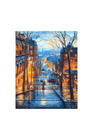 Merdivenler Ve Sokak Çerçeveli 60x75 Sayılarla Boyama Hobi Seti