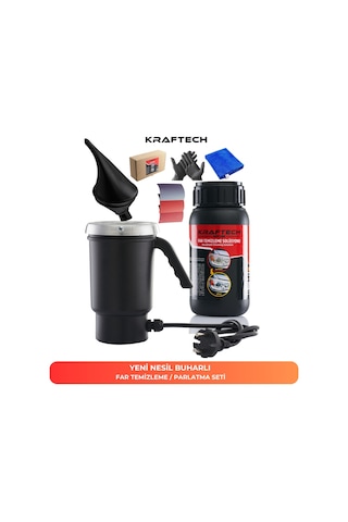 Kraftech Buharlı Araba Far Temizleme Far Parlatma Seti