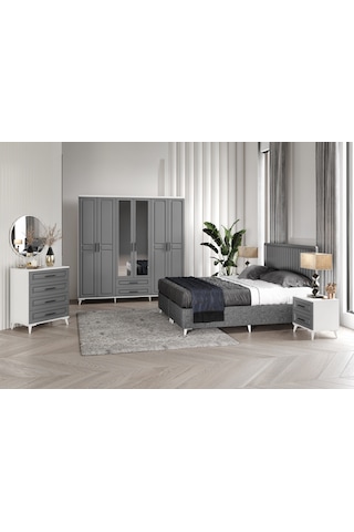 Gözde 6 Kapaklı Komple Mdf Antrasit Yatak Odası