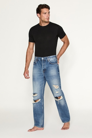 Grımelange Grimelange Beckett Erkek Straight Fit Yırtık Detaylı Jean Mavi Pantolon