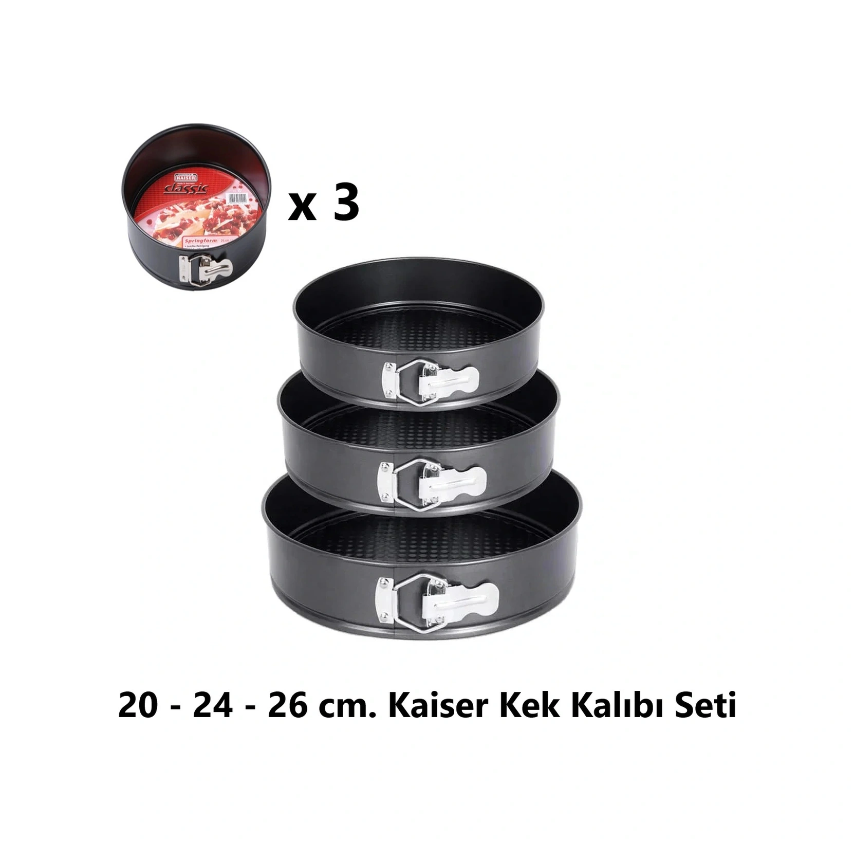 Kaiser Classic Kelepçeli Kek Kalıbı 20 - 24 - 26 Cm. Çok Renkli