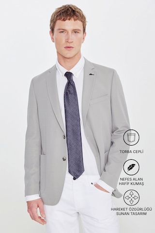 AC&Co / Altınyıldız Classics Erkek Grı Slim Fit Dar Kesim Mono Yaka Casual Ceket Gri