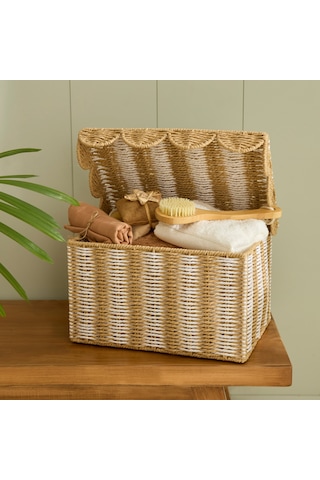 Karaca Home Nelia Kapaklı Organizer Sepet 45x32,5x25 Cm Kahverengi
