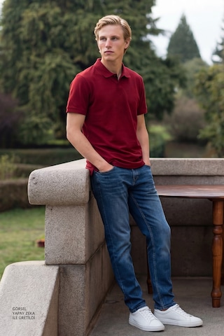 AC&Co / Altınyıldız Classics Altinyildiz Classics Erkek Bordo Slim Fit Dar Kesim Polo Yaka %100 Pamuk Tişört 4A4820200001BRDS Bordo