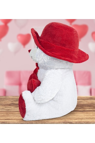 Özgüner 70 Cm Şapkalı Ve Kalpli Peluş Ayıcık