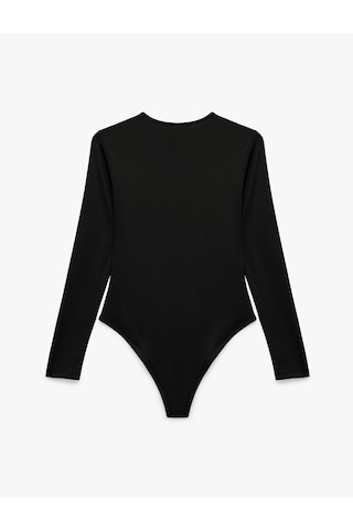 Koton Bisiklet Yaka Uzun Kollu Bodysuit Siyah 7wak80003ek
