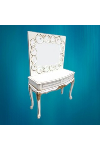 Dresuar Elzem Klasik Model Kayın Aslan Oymalı Ayak Parlak Beyaz  V Beyaz