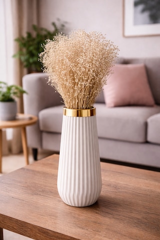 Kuru Çiçek Doğal Broom Bloom Beyaz Cipso 50gram 1. Kalite Şoklanmış Bozulmaz Uzun Ömürlü Gelin Eli Nikah Dekor Çiçeği Beyaz-krem
