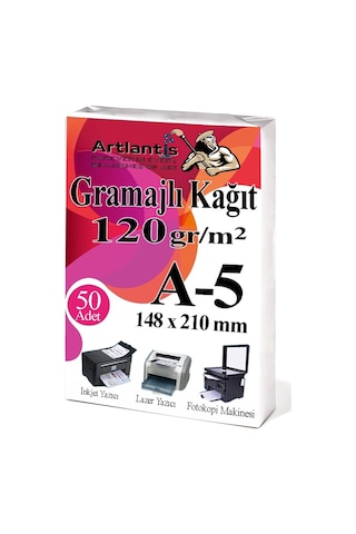 A5 Gramajlı Fotokopi Kağıdı 50 Adet 120 Gr Sertifika Kağıdı Kalın Kağıt Baskı Tüm Yazıcılara Uyumlu 14.8x21cm Ofis Büro